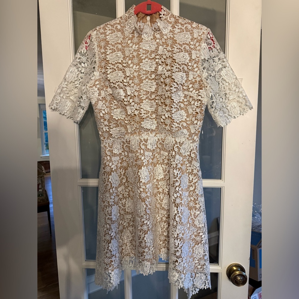 Catherine Deane Size 6 Lace Overlay Mini Dress New Tags Sustainable Formal Prom